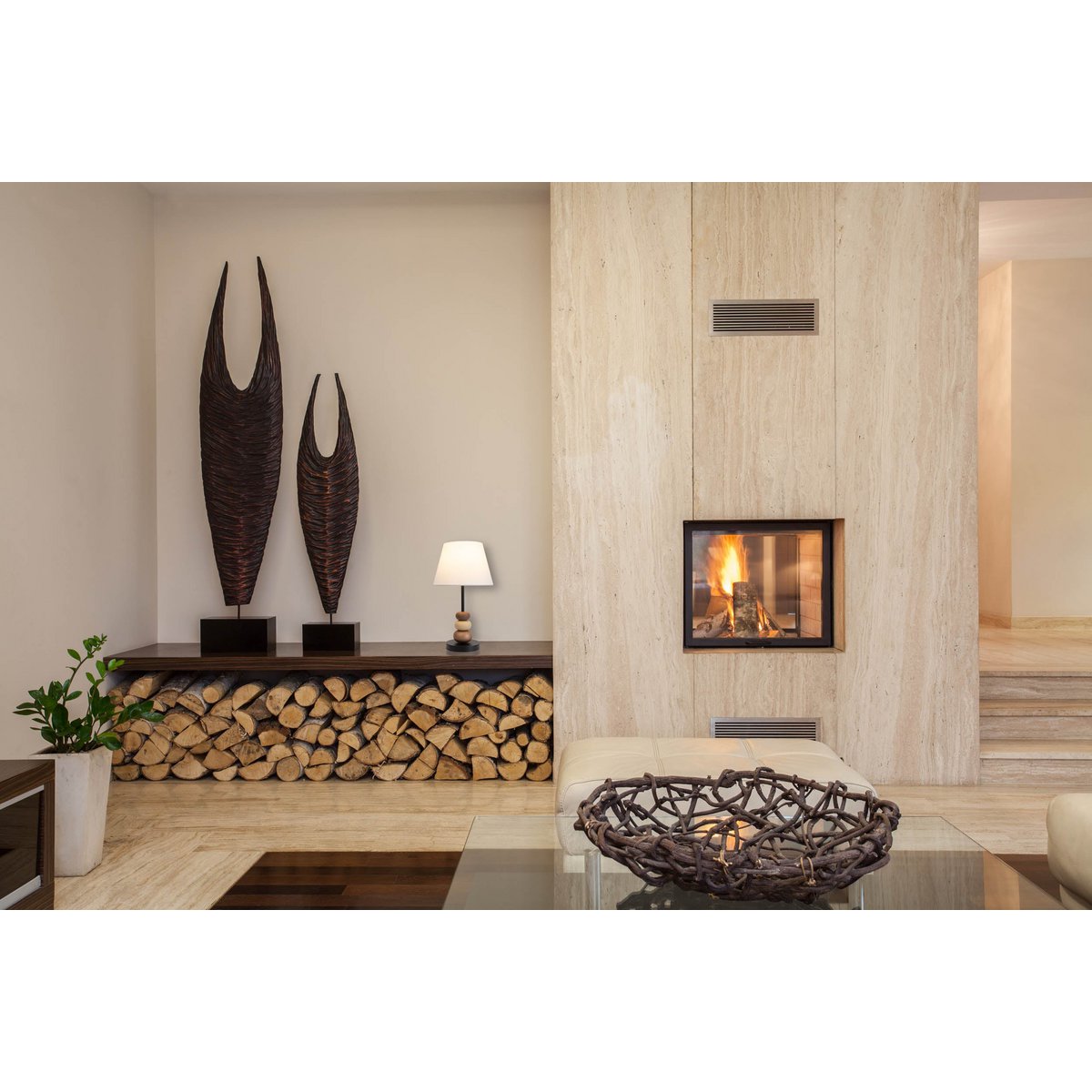 Table lamp "Elina", approx. 50 cm high, made of metal in black/brown, text blades in white, E27