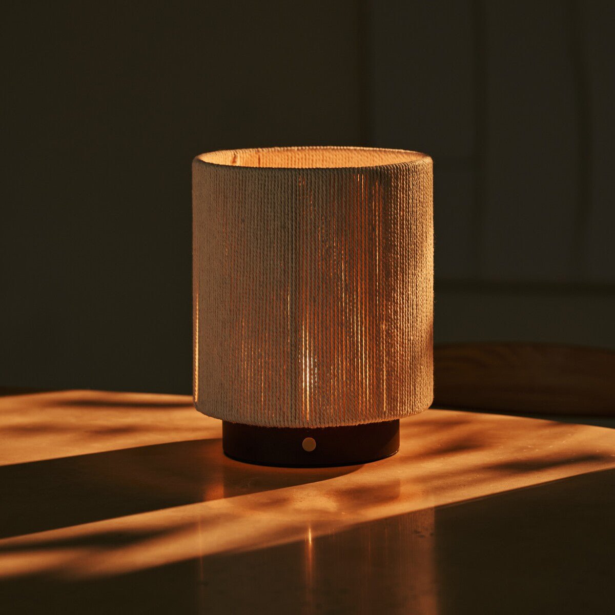Ivo Dark Brown Wooden Rechargeable Lamp