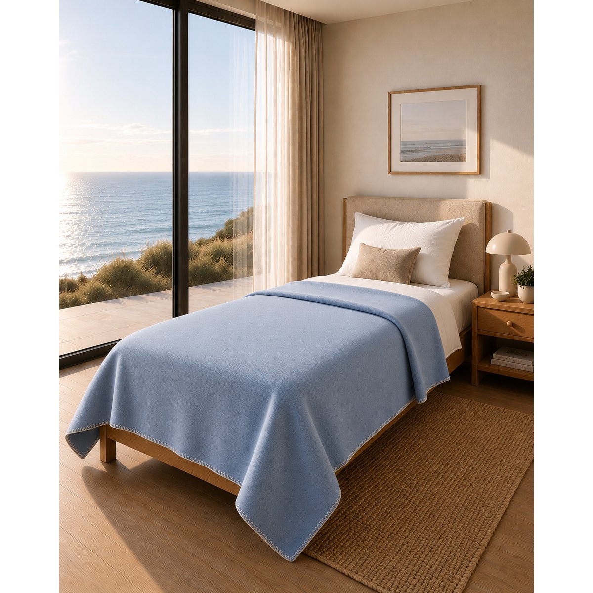 Soft Cashmere & Merino wool blanket LUMA SOFT single - blue