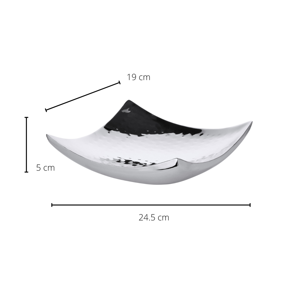 EDZARD bowl decorative bowl Dallas, stainless steel hammered high gloss polished, 19 x 19 cm