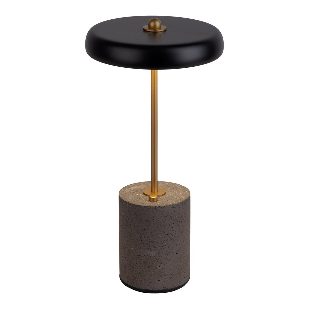 Akku Tischleuchte "SETA" schwarz 30 cm hoch aus Metall und Beton, mit fest verbauter LED