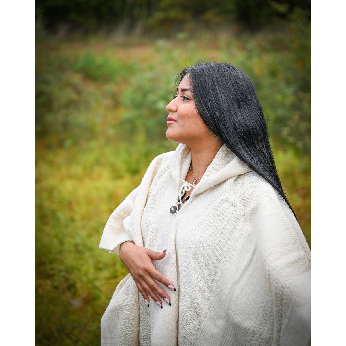 Poncho | Elena white | Wool poncho | Hooded poncho | Peruvian Poncho | Alpaca poncho | Poncho for women | Mens poncho | Handmade | EcuaFina (Copy)