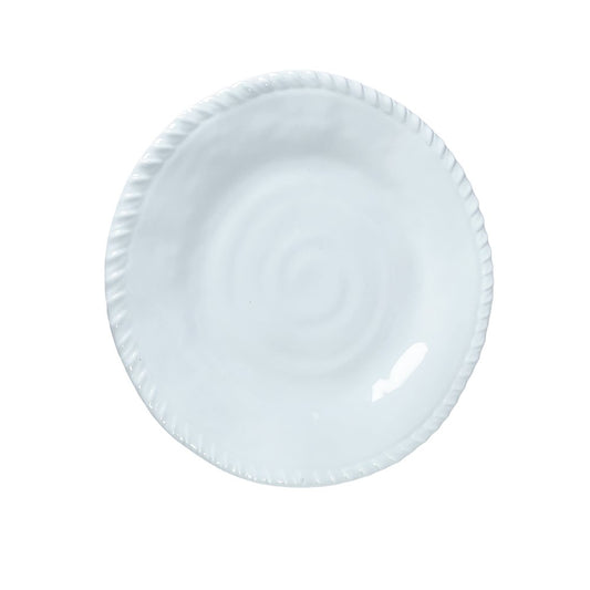 White melamine dessert plate 23x23x2cm rope edge