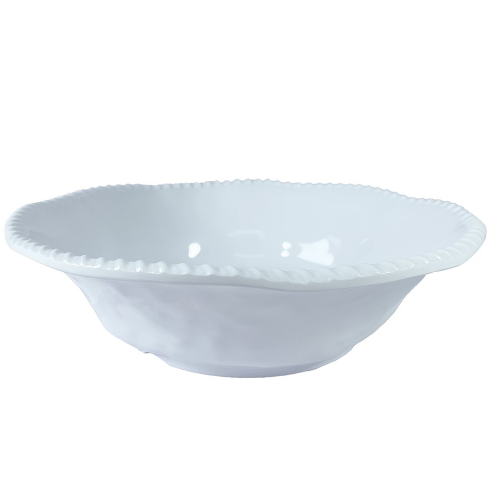 Saladier en mélamine blanche bord corde 30.5x30.5x9cm