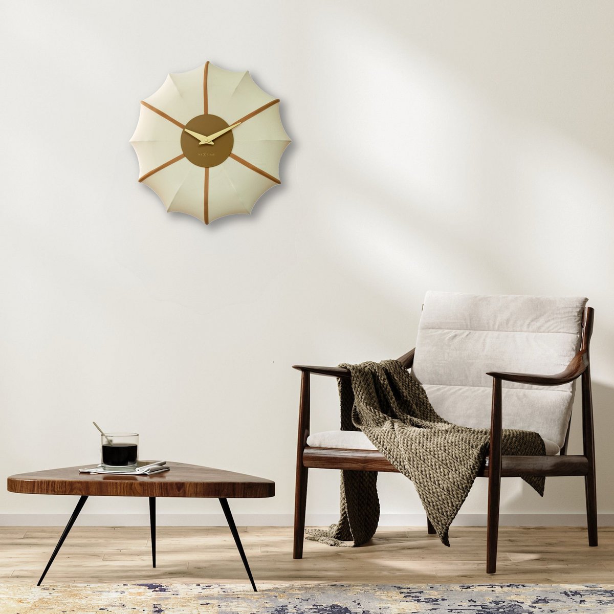 Wall clock 50cm-Silent-Fabric/Metal-NeXtime 'Ultimo'