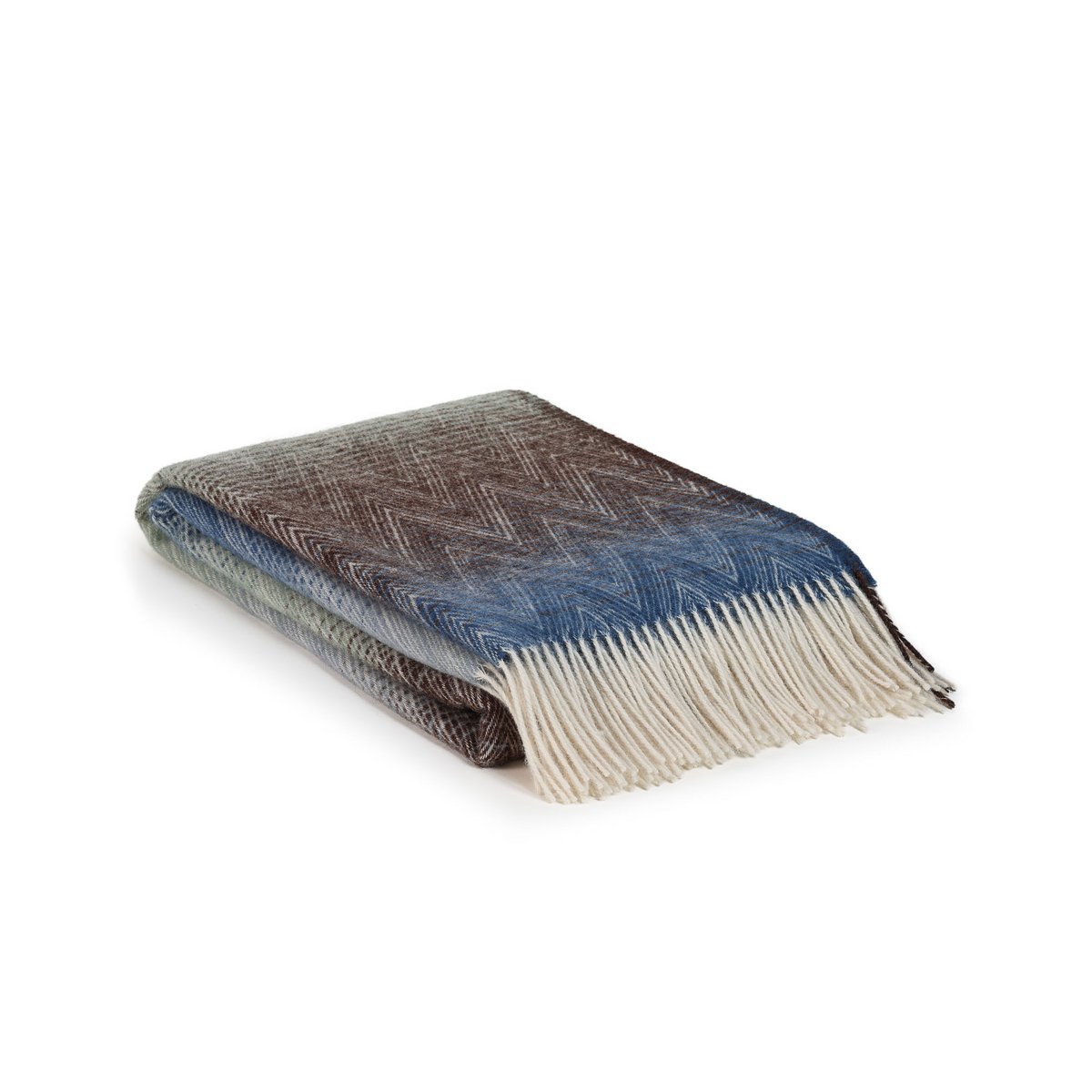 Wool Throw Blanket MANORIA Acqua - multi-colored blue
