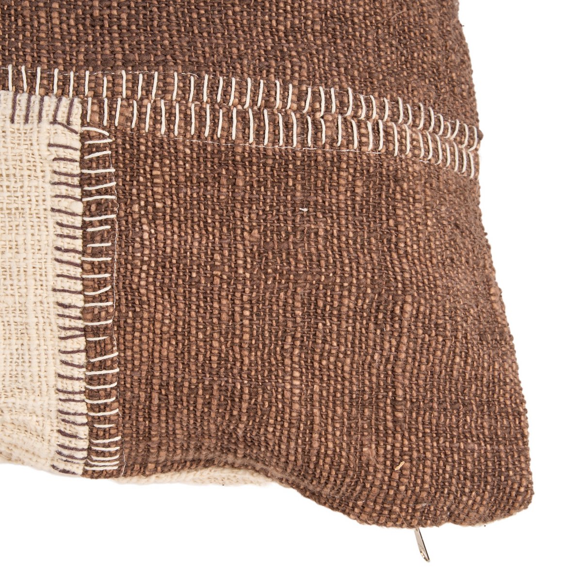 The Cocoa Patchwork Cushion Cover - Natural Brown