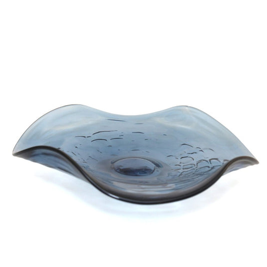 Blue glass decorative cut 30x30x6.5cm