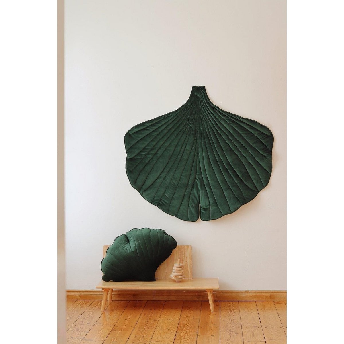 “Green” Velvet Ginkgo Leaf Pillow