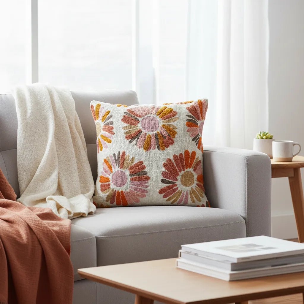 Luna Bloom Tufted – Cushion Cover / Kussenhoes – Warm-Tone Pattern – 45×45 cm – Urbane Hide