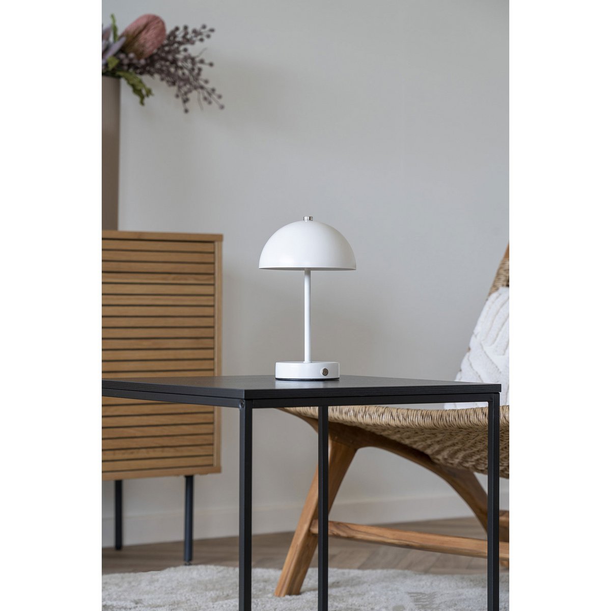 Holt LED Table Lamp - White, Metal, Rechargeable