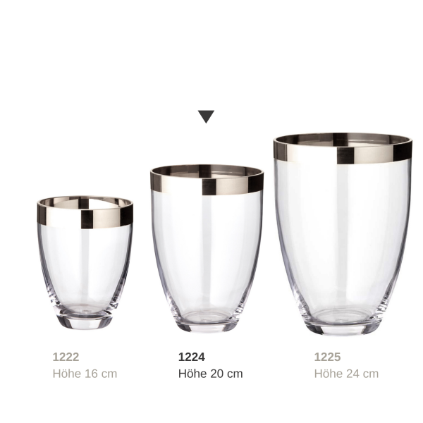 EDZARD Vase Charlotte, hand-blown crystal glass with platinum rim, height 20 cm, diameter 15 cm