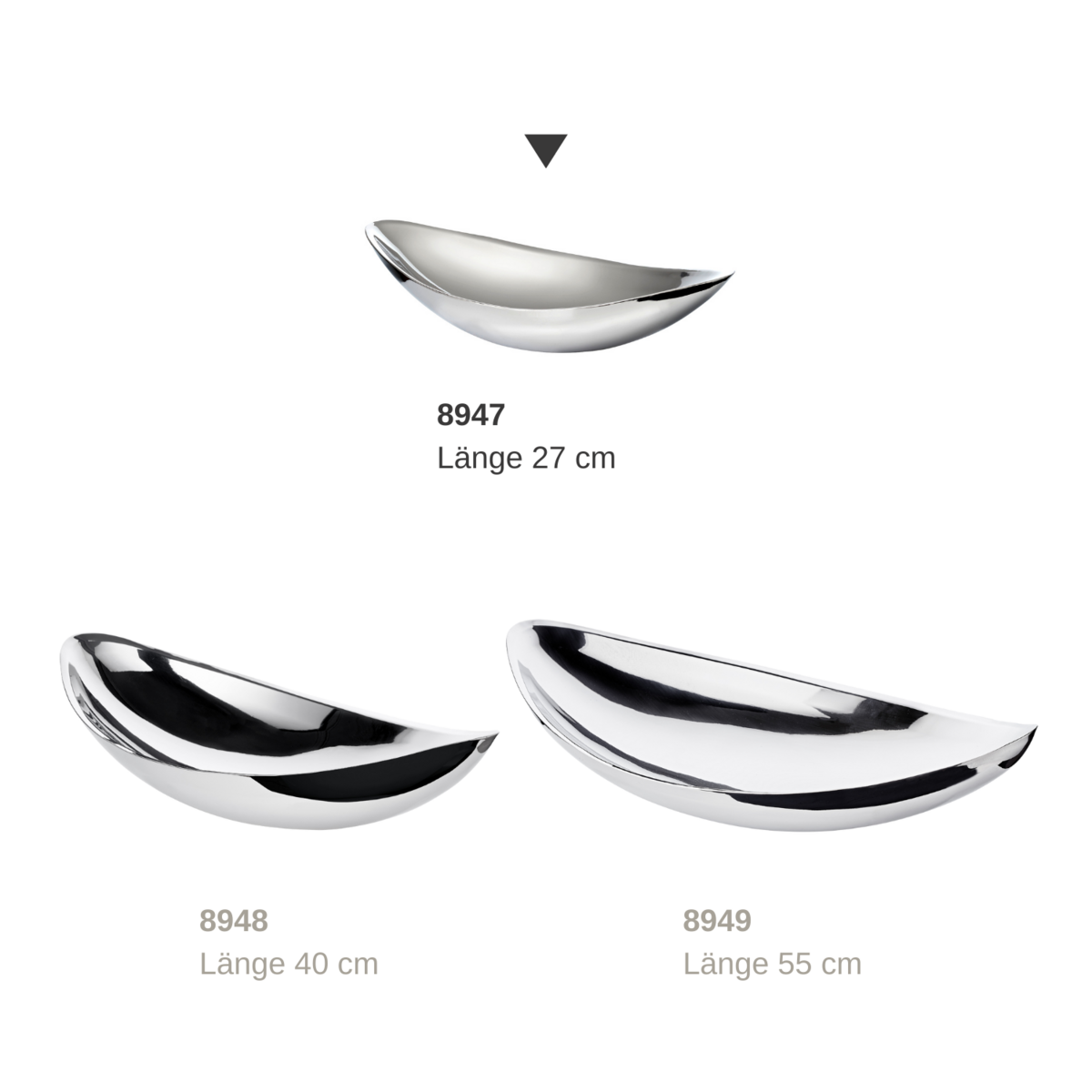Halifax bowl (length 27 cm), silver-colored, highly polished, stainless steel