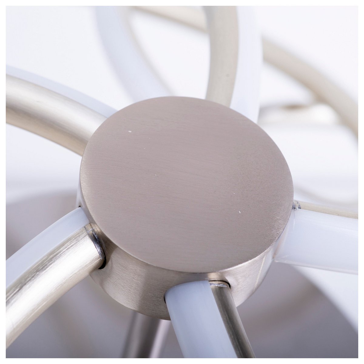 LED ceiling lamp "Rizado" Ø: 57cm made of metal in satin nickel and plastic, with firmly built-in LEDs, lighting for living rooms and office.