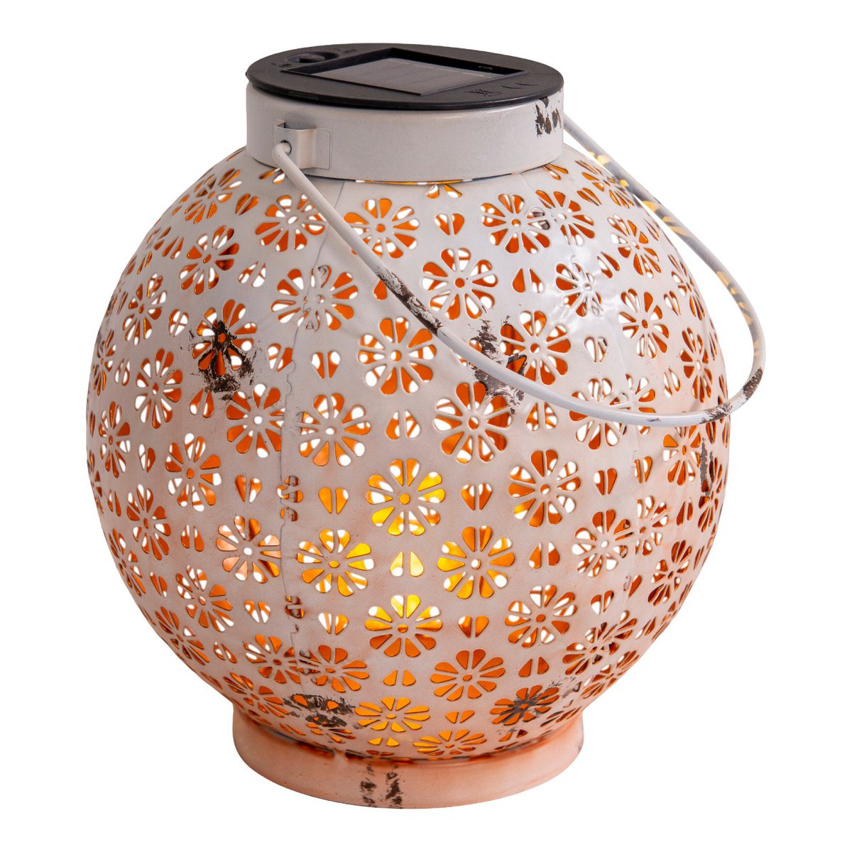 2 Set LED decoration solar light Ø 18 cm outside decoration made of metal in white with integrated LEDs