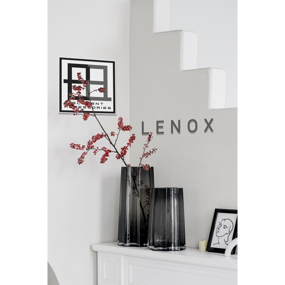 Modern-Classic Luxury tall vase, stylish Belgian design, LENOX 40 Gray