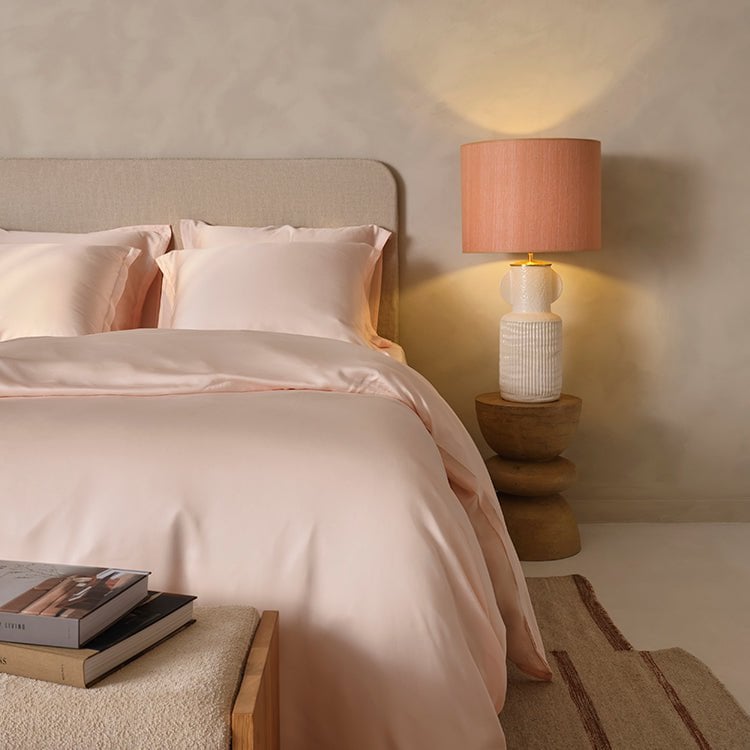 TENCEL™ Sateen Duvet Cover Peach White