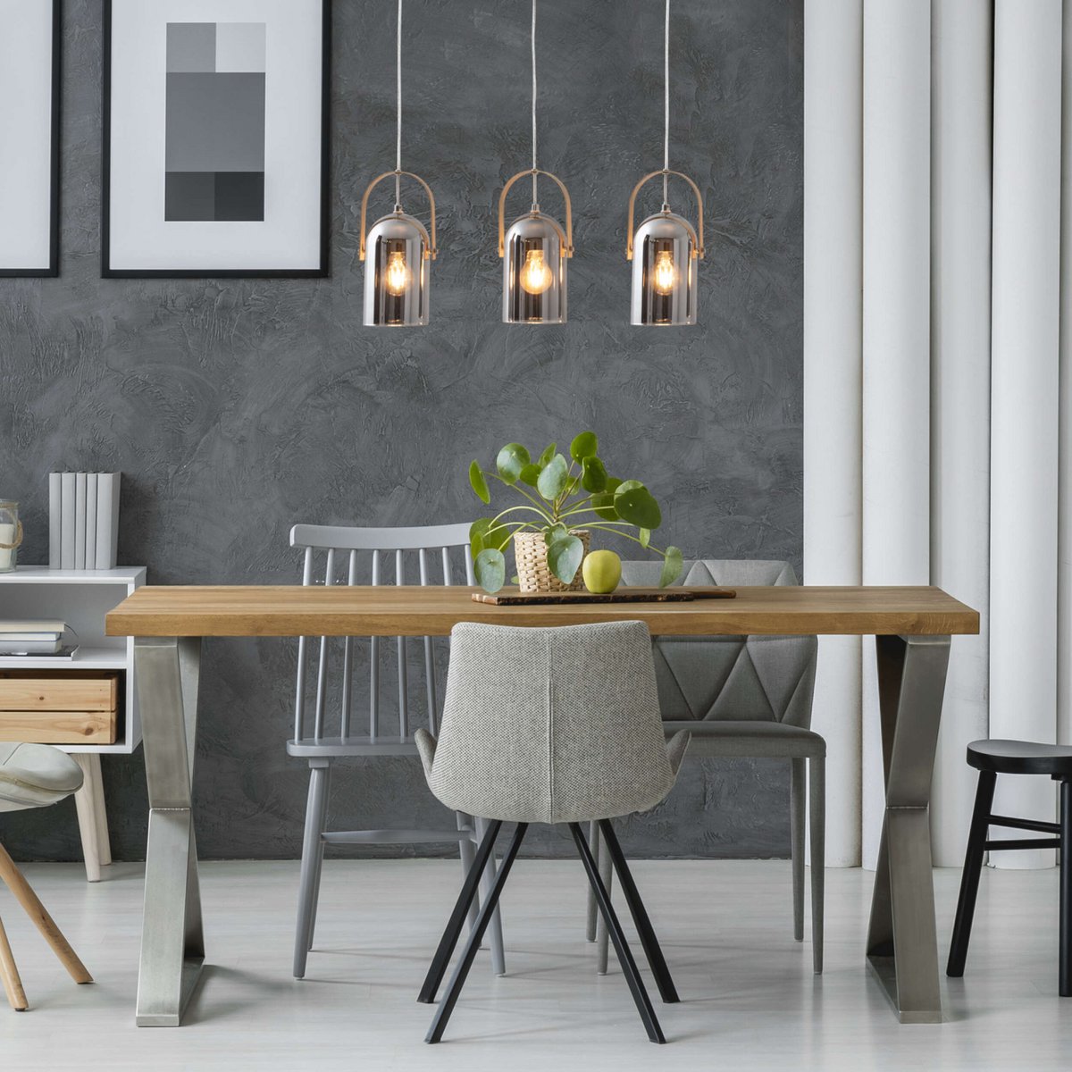 3-pack pendellampa "VIDRIO" l: 58cm