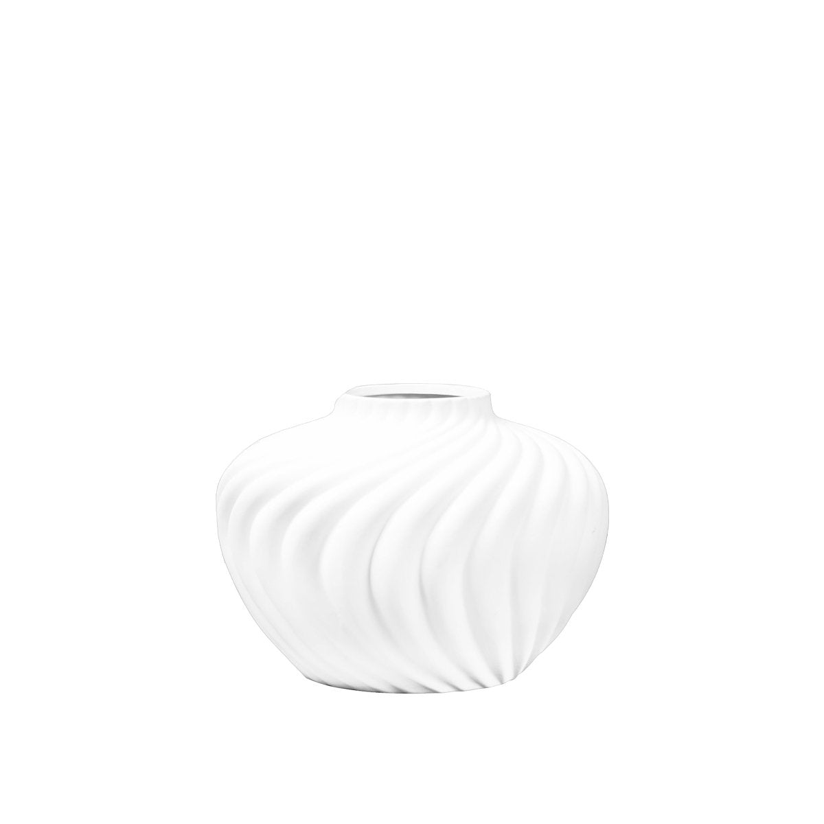Round white vase whipped cream in polyresine 30x30x22cm