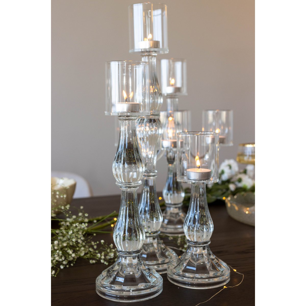 Mellan transparent ljusstake modell H31cm
