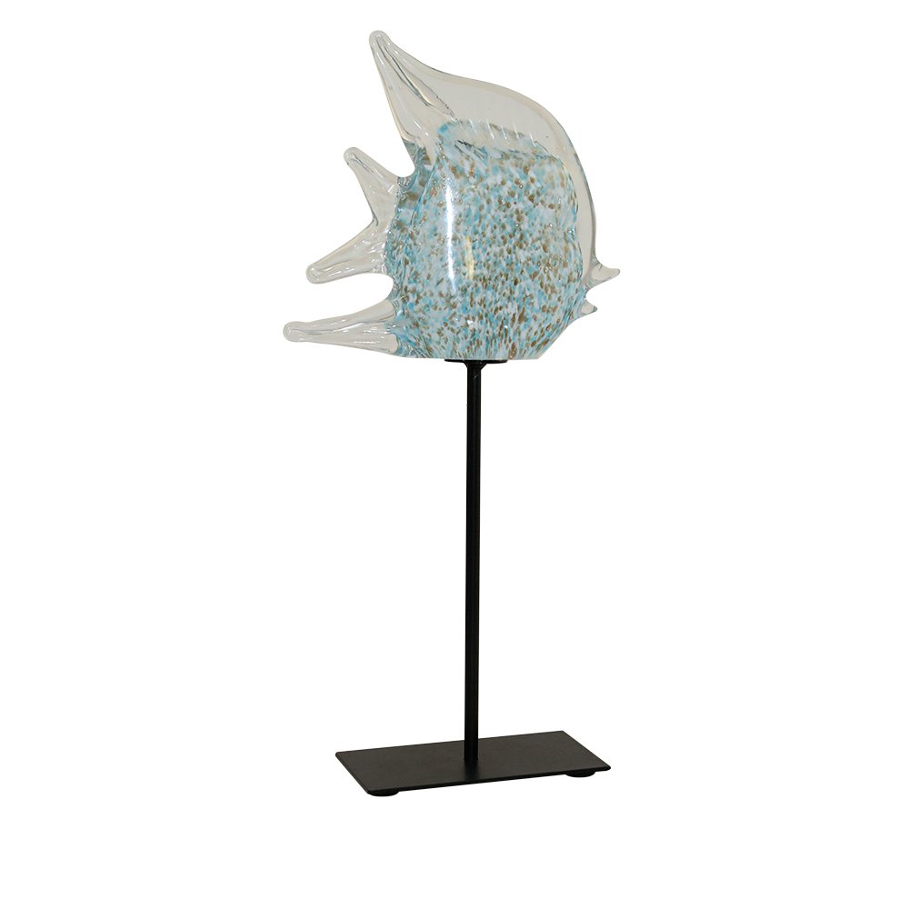 Decorative blue glass and transparent metal