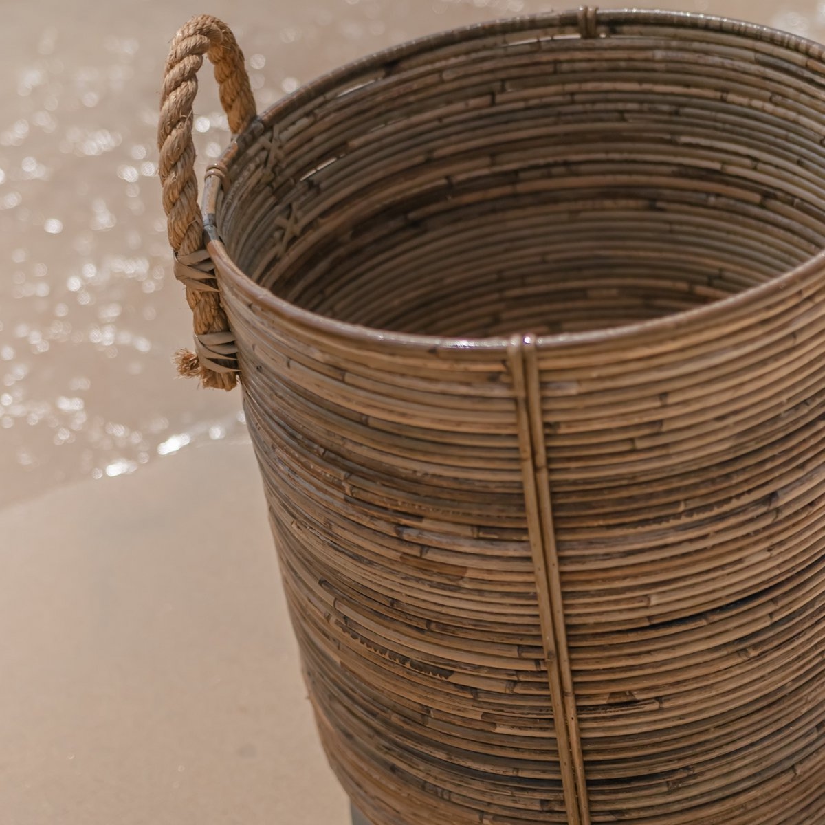 Rattan Laundry Basket Round – Rattan Plant Basket – Large Boho Basket – Decorative Hamper Handmade from Rattan (2 sizes Ø 35/40 cm) OTERE