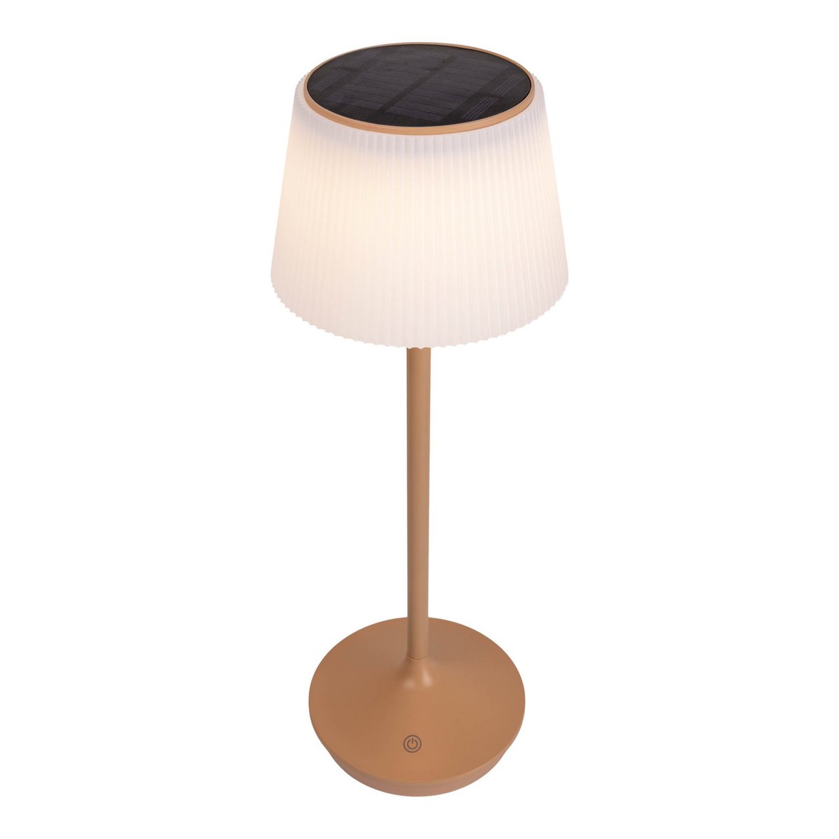 Solar battery lamp "Emmi" 38 cm high, umbrella Ø 13 cm, metal in almond and white plastic, for the outdoor area, dimmable CCT.