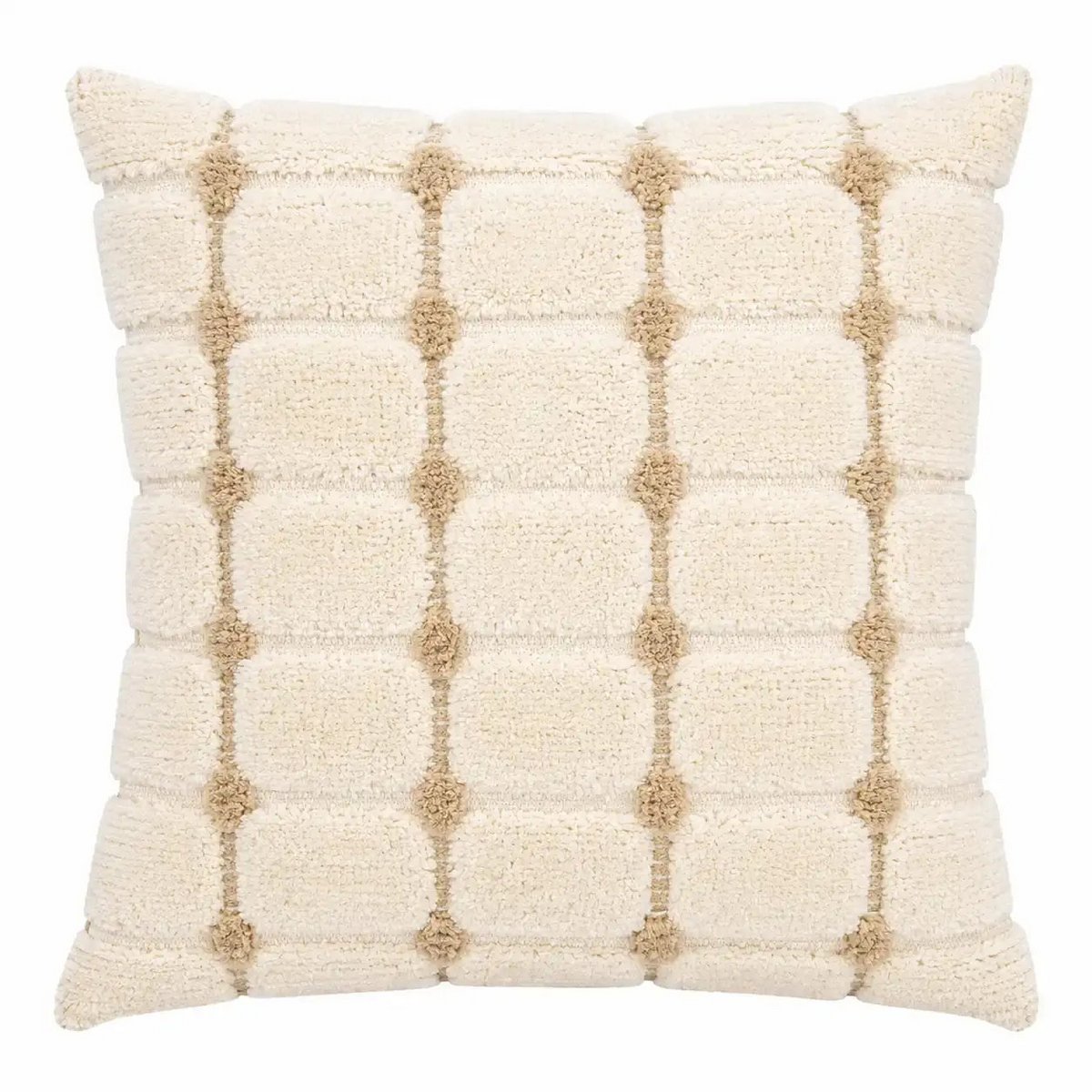 Tufted Check Cushion Cover, Natural Cream 45x45 cm | Urbane Hide