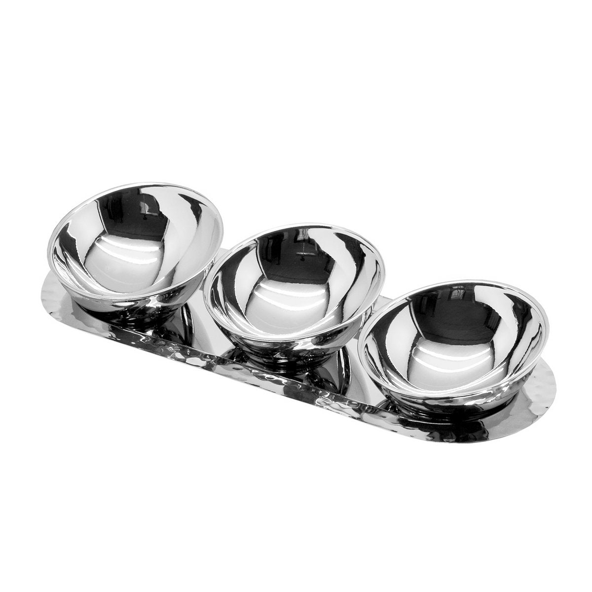 EDZARD 3 bowls Asti on a tray, high-gloss polished stainless steel, length 30 cm, bowl ø 10 cm, height 5 to 8 cm