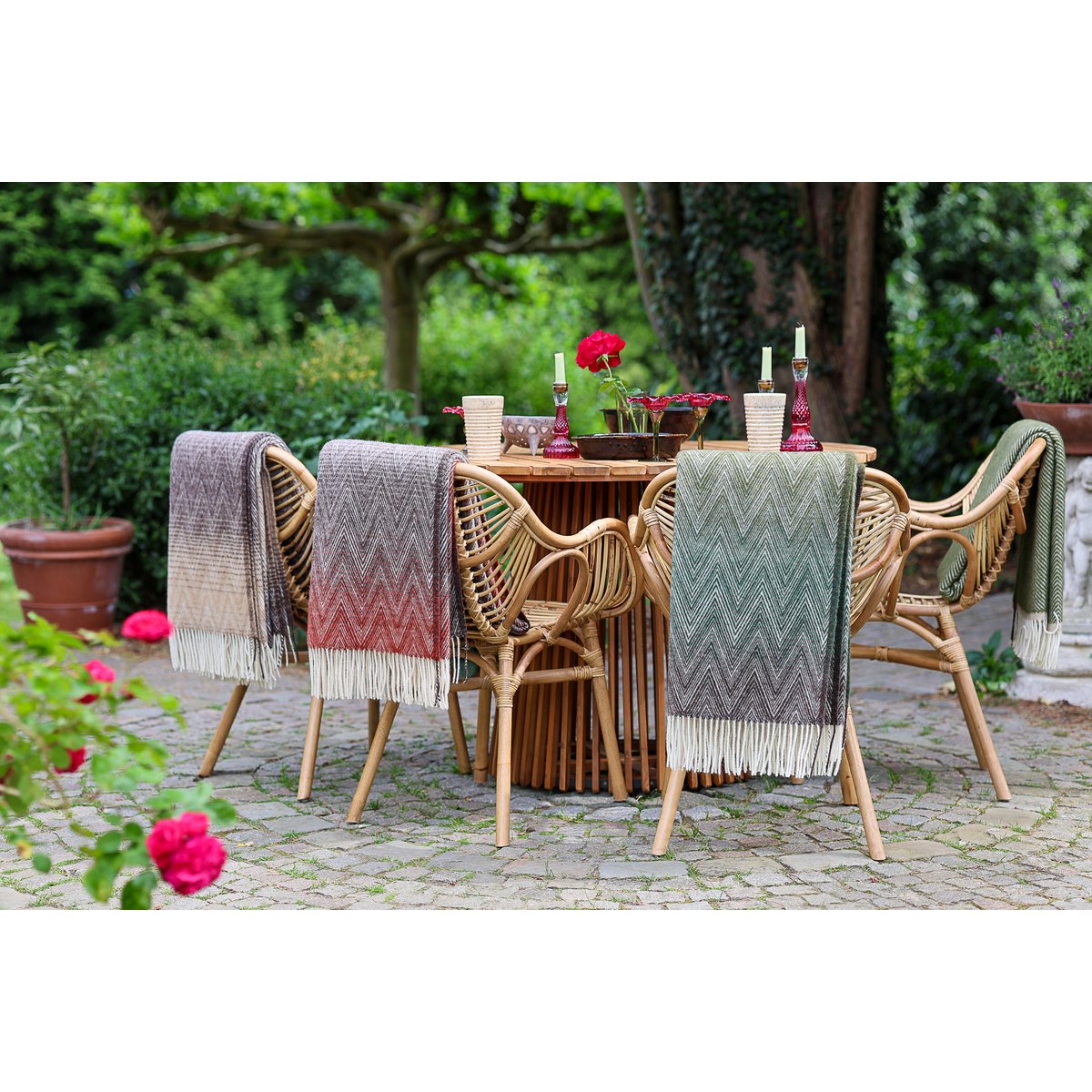 Wool Throw Blanket MANORIA Savana - multi-colored brown