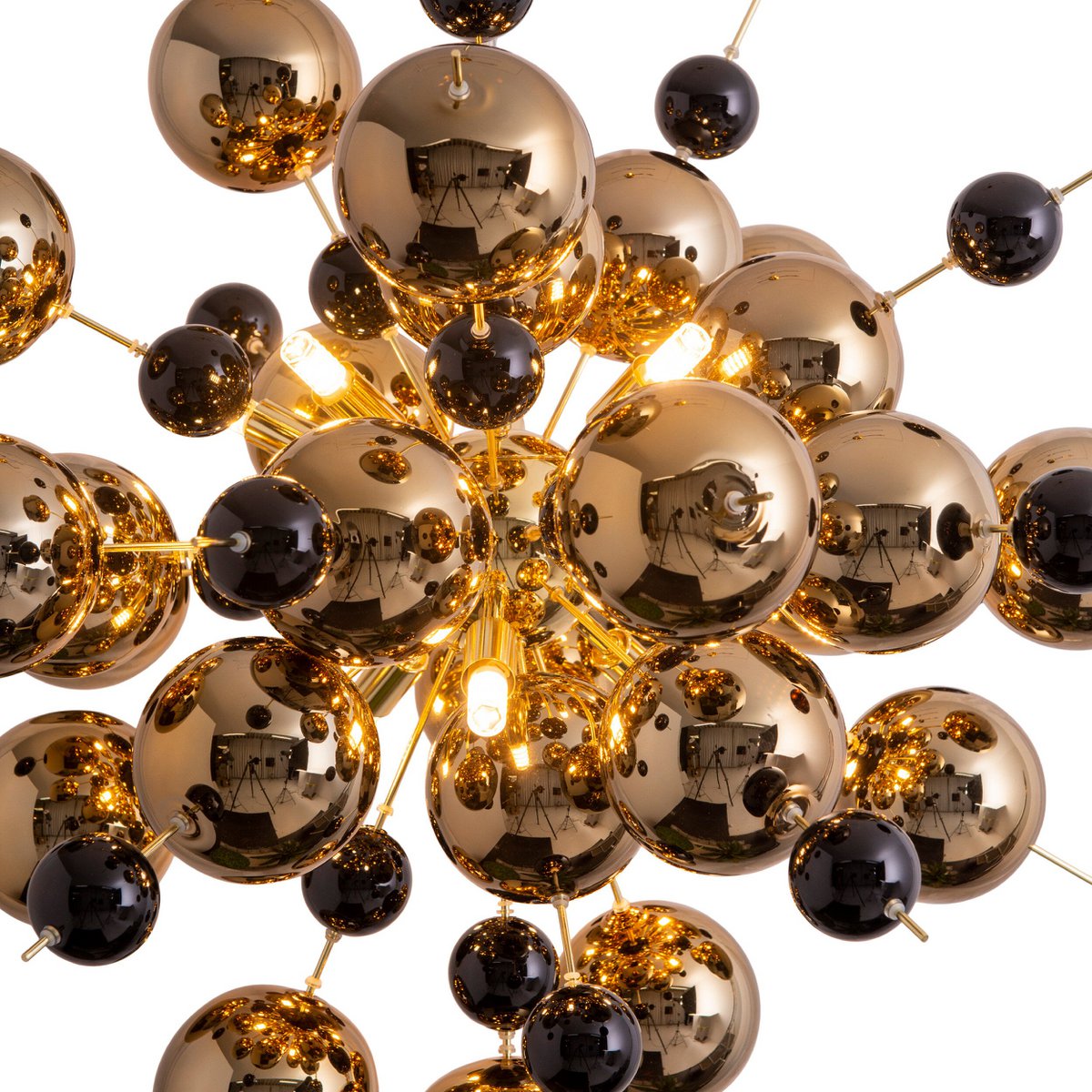 Pendant lamp "explosion" of metal and glass, G9 versions, hanging lamp for dining room, living room, hallway or office, Øca. 65 cm