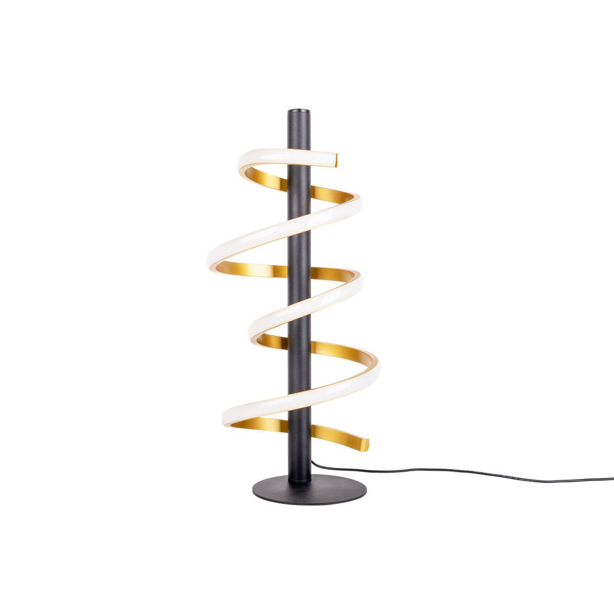 LED-bordslampa "BELLEZA", modern bordslampa i metall och plast i svart, guld och vitt, med fasta lysdioder, 50 cm hög, belysning för vardagsrum, matsal, sovrum eller kontor.