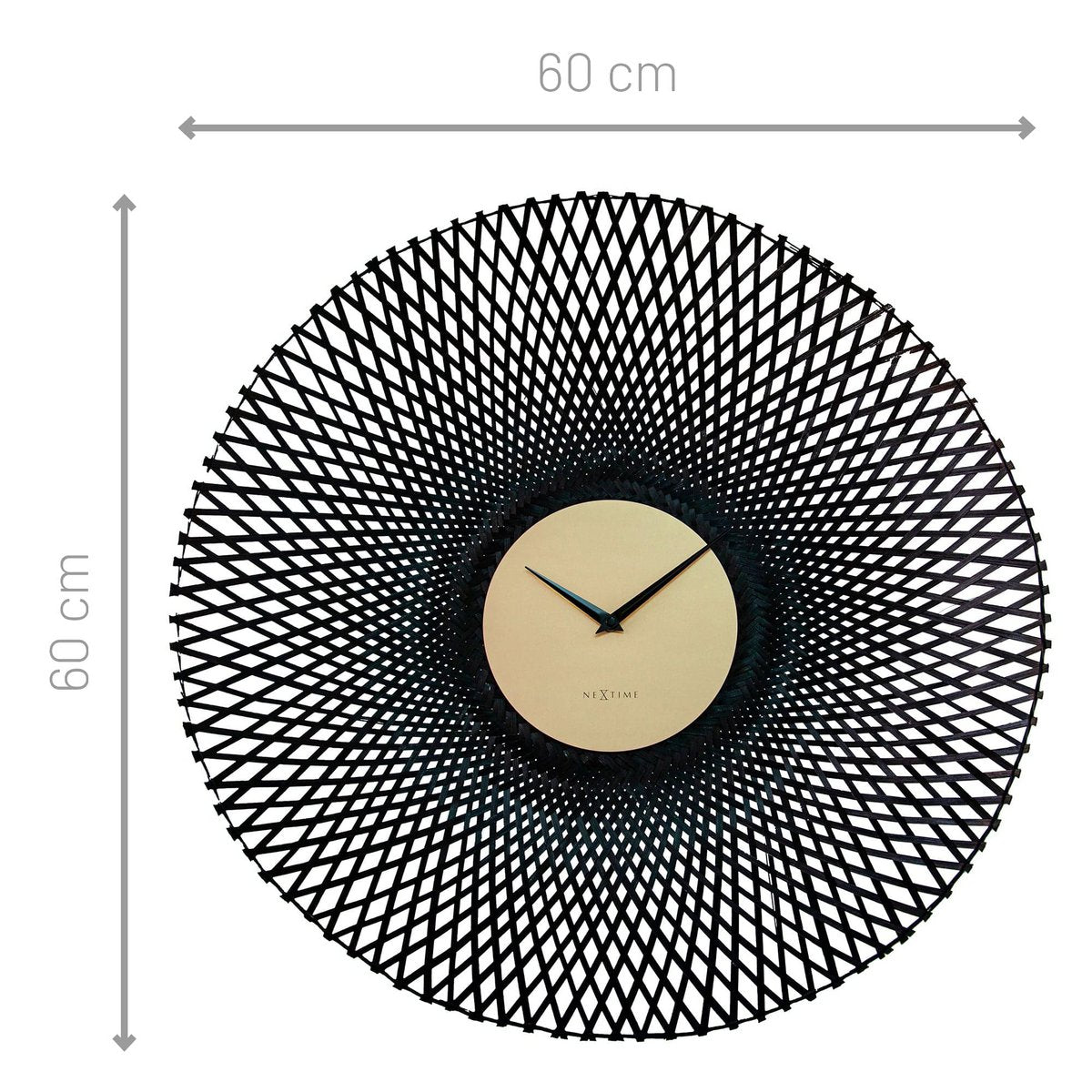 Väggklocka 60cm-Tyst-Brun/Svart-Bambu-NeXtime 'Vortex'