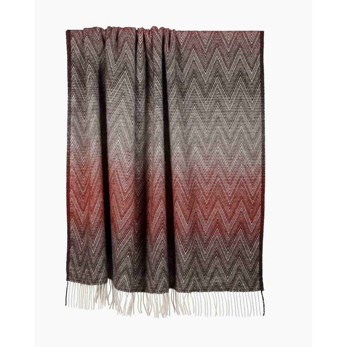 Wool Throw Blanket MANORIA Alba - multicolored red