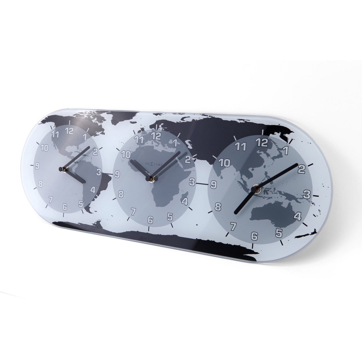 Väggklocka - 50 x 18.6 x 3.6 cm - Glas - Världstidsur - "Mondial"