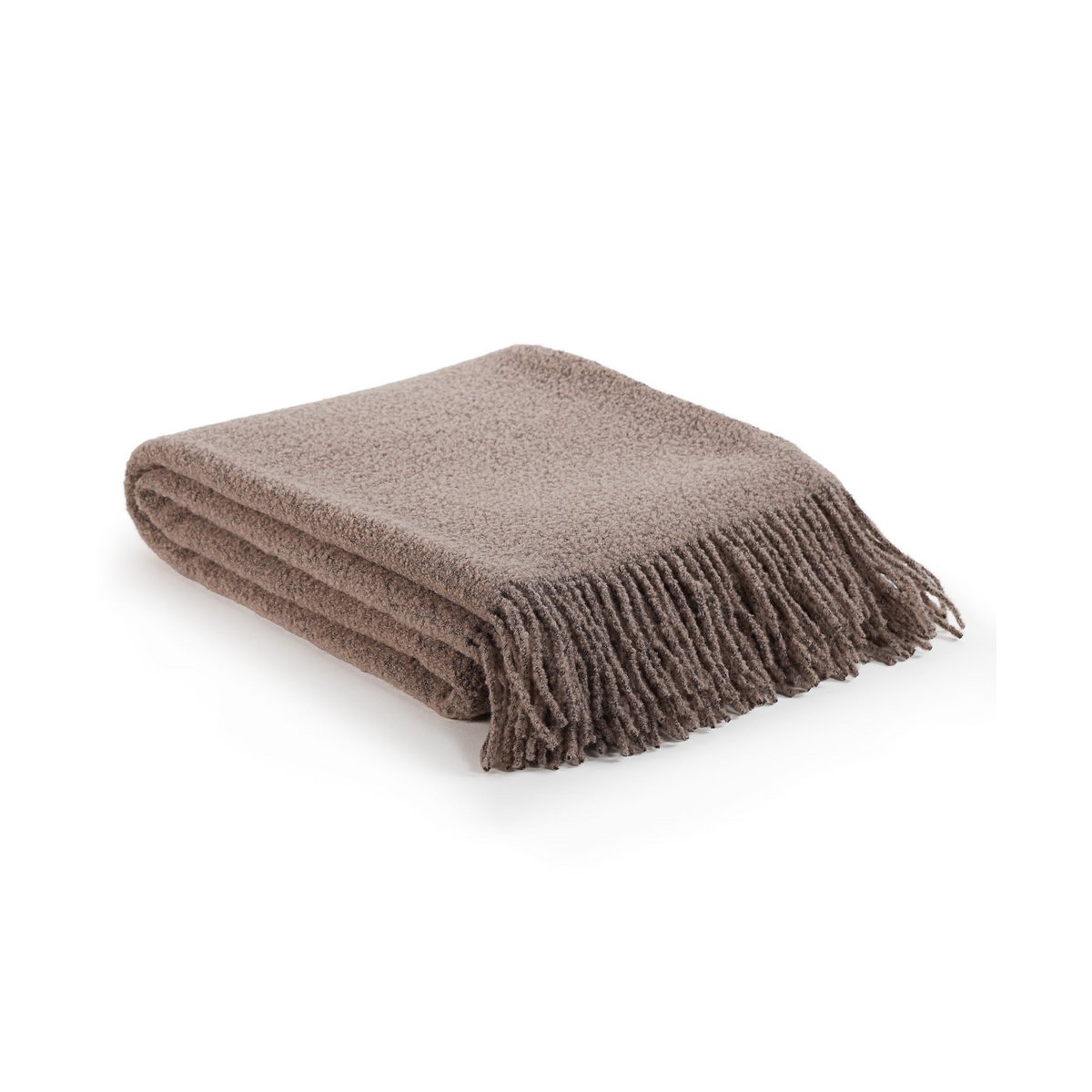 Wool bouclé throw blanket PARIS cappuccino