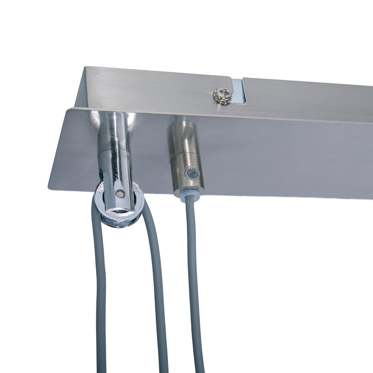 4 pendant lamp "Tilde", classic metal pendulum lamp and textile in gray and white, with E27 frame, height adjustable, 86 cm long, ideal as dining lamp