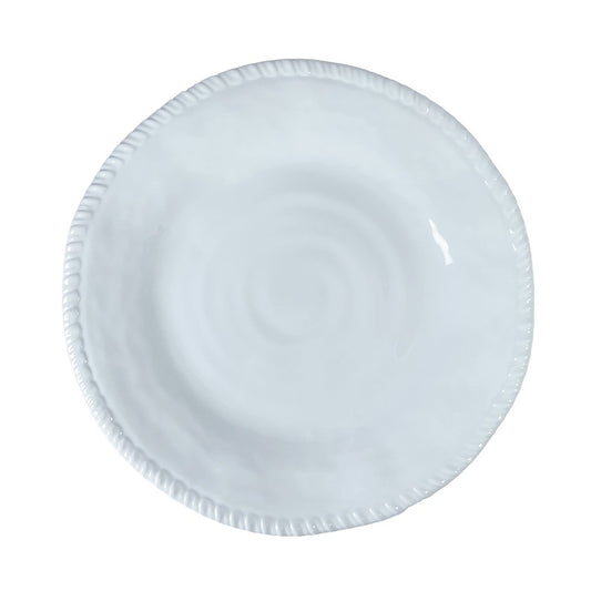 Flat tallrik i vit melamin 28x28x2,5cm