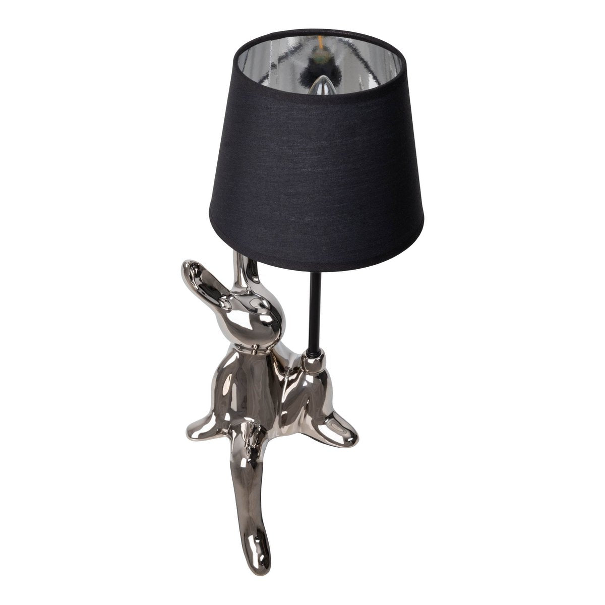 Table lamp "Helge" Ø 18 cm, height approx. 45 cm, made of ceramic in black and silver, black text blades