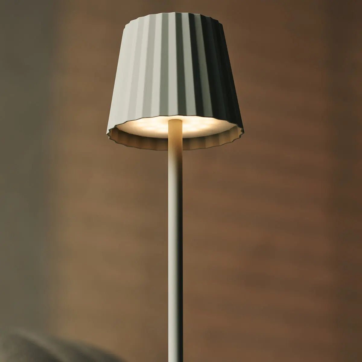 Maya Shadow Grey Ribbed Table Lamp