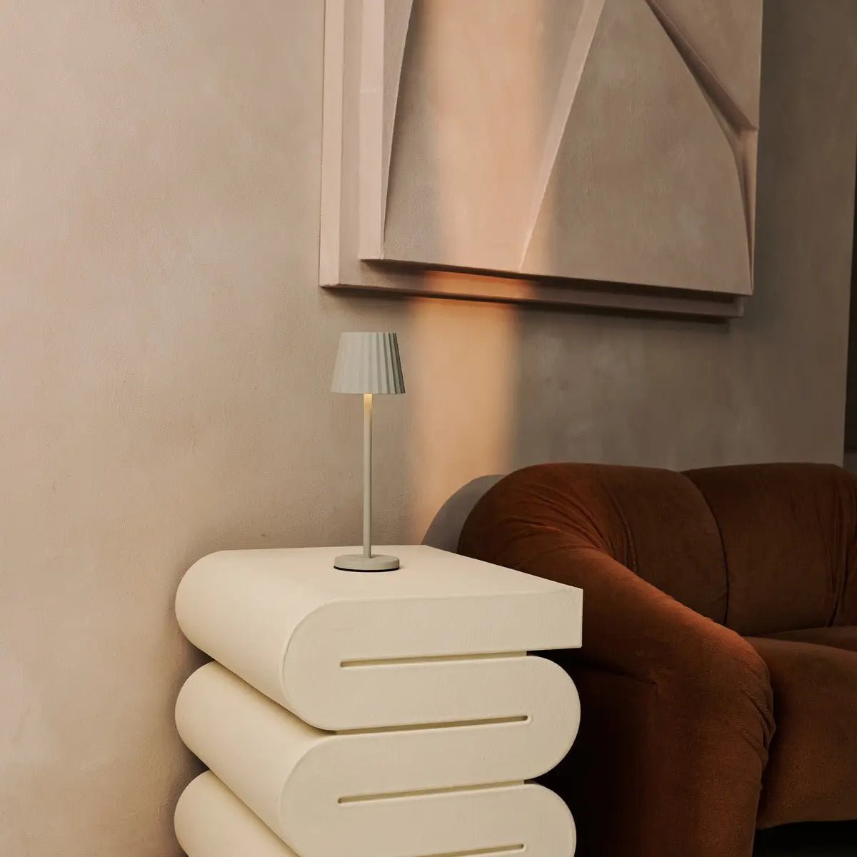 Maya Shadow Grey Ribbed Table Lamp