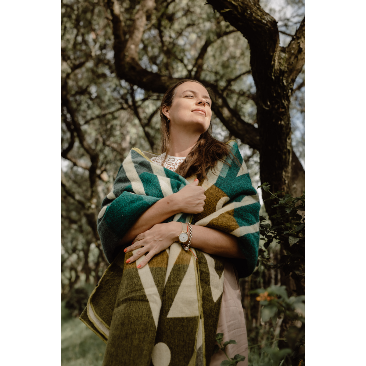 Ecuadorian alpaca blanket | native blanket | Imbabura Green