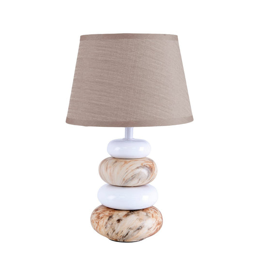 Keramikbordslampa "Stoney", bordslampa i keramik i brunt, med E14-sockel, bordslampa för matrum, vardagsrum, hall eller kontor, eller som sänglampa, 31 cm hög