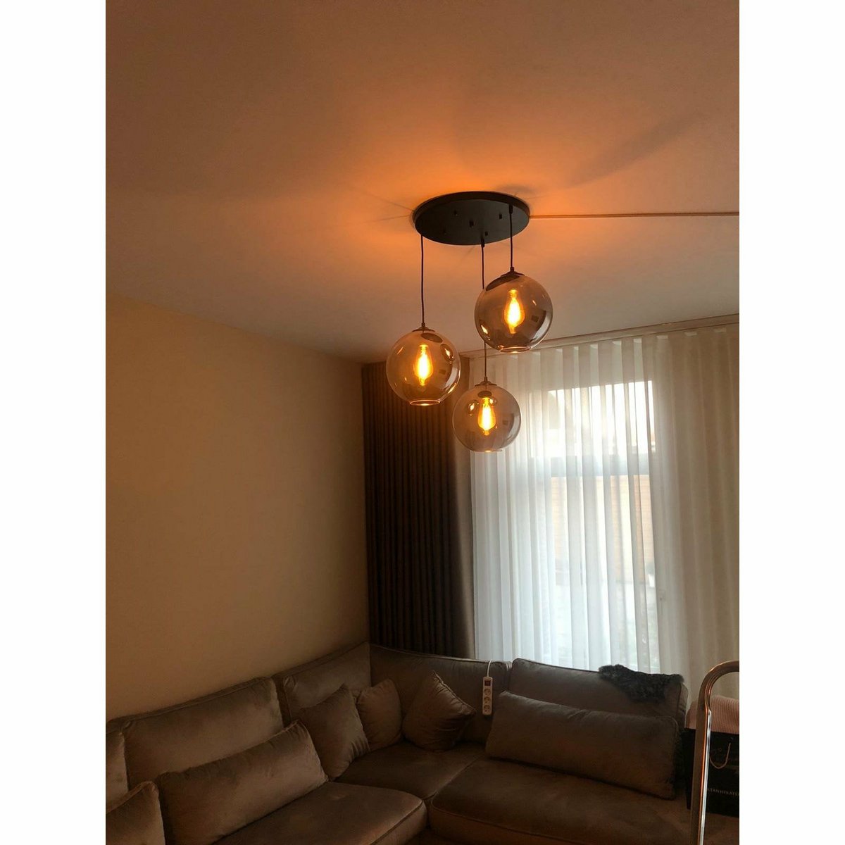 Hanging lamp Smoke Glass 3-Light