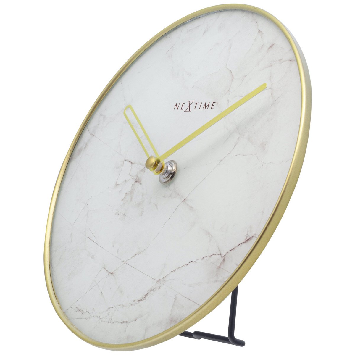 Table / Wall clock - 20 cm - Glass / Metal - 'Marble'