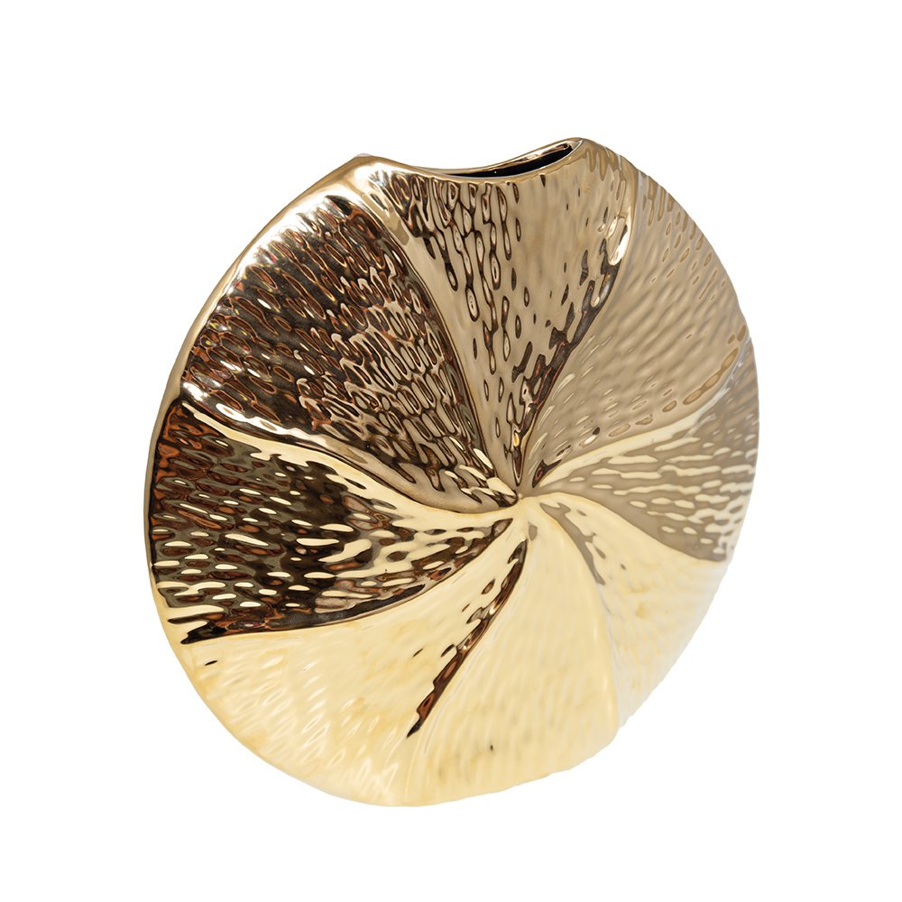 Guldfärgad spiralvas i keramik 28,5x6,5x26cm