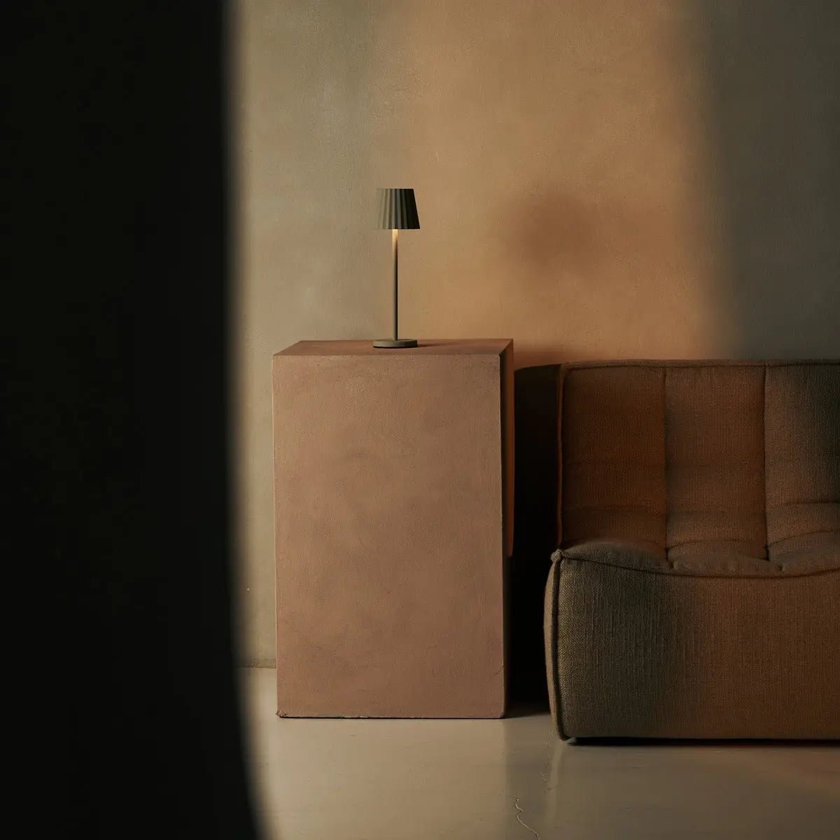 Maya Shadow Grey Ribbed Table Lamp