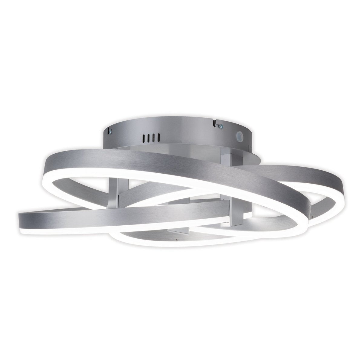 Smart Home LED ceiling light "Divora" Ø 58cm, ceiling lamp made of metal, aluminum brushed and white plastic, with many functions, firmly built -in LEDs, lighting for living room, dining room office or hallway