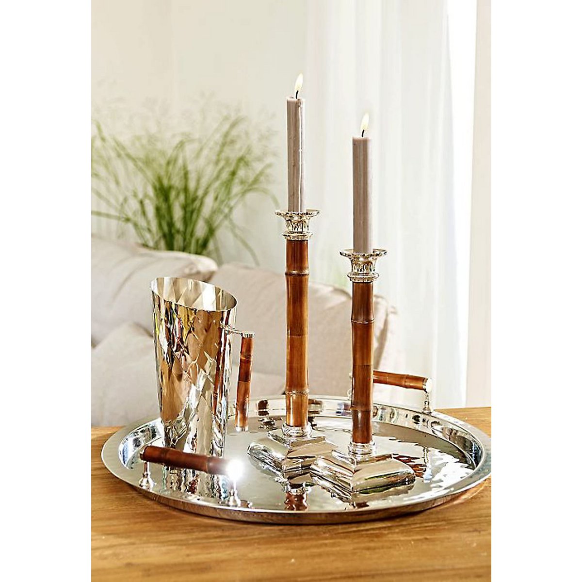 Candlestick Holm Bamboo H 24 cm