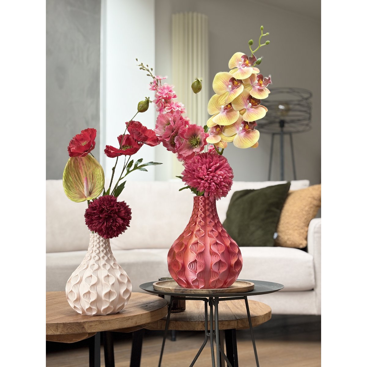 Korall 3D-vas - 3D-printad vas - Hållbar PLA - Lämplig för konstgjorda blommor